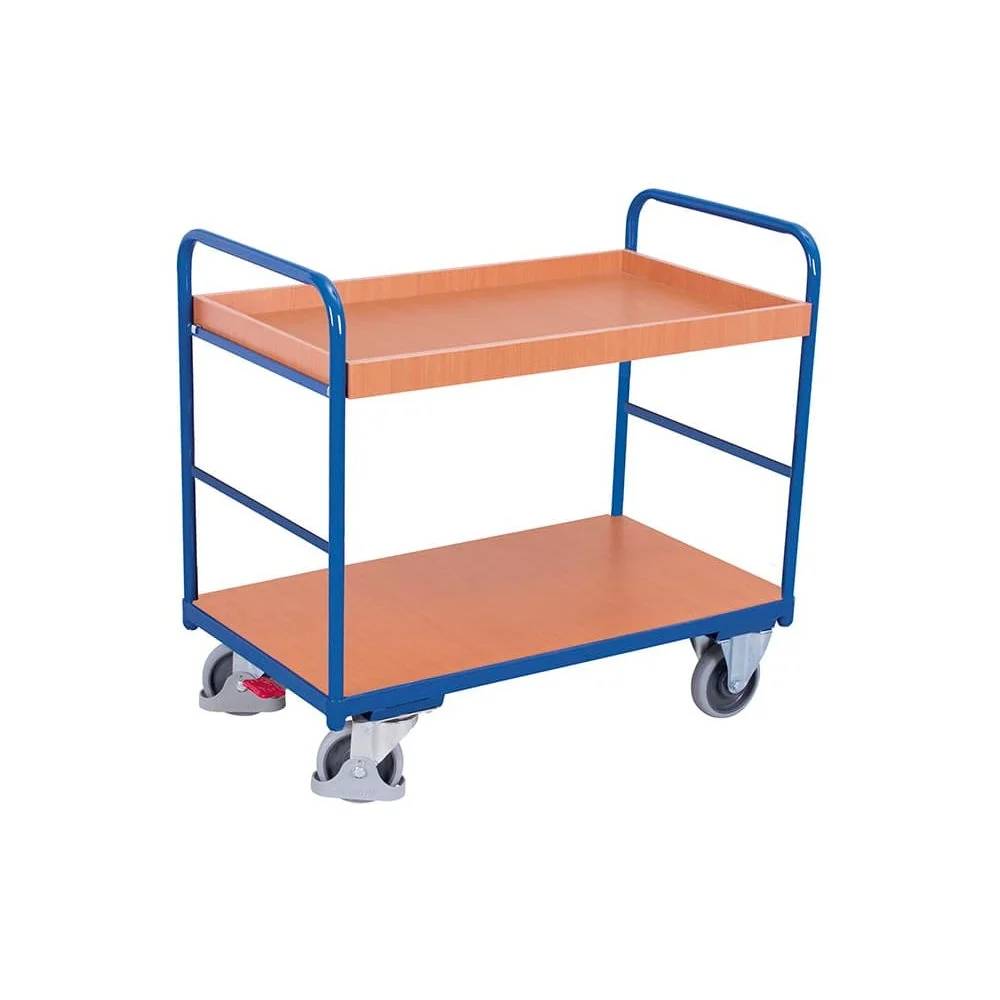"Etagenwagen mit 1 Tablett + 1 Boden 250 kg Typ S + EasySTOP image"