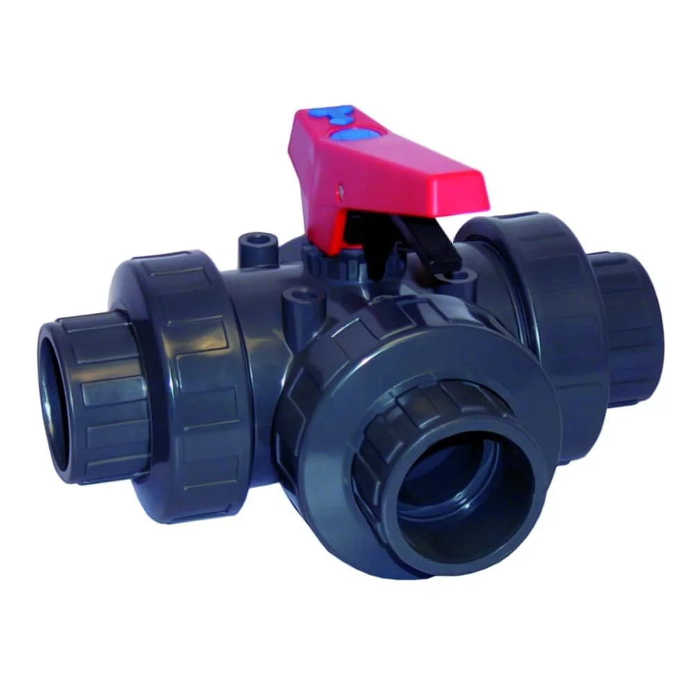 "PVC Fittings, 3-Wege Kugelhahn Muffe, 50mm PN10 image"