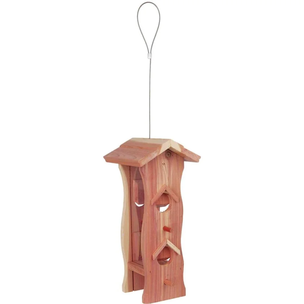 Futterspender Vögel, zum Aufhängen, Holz, mit Dach