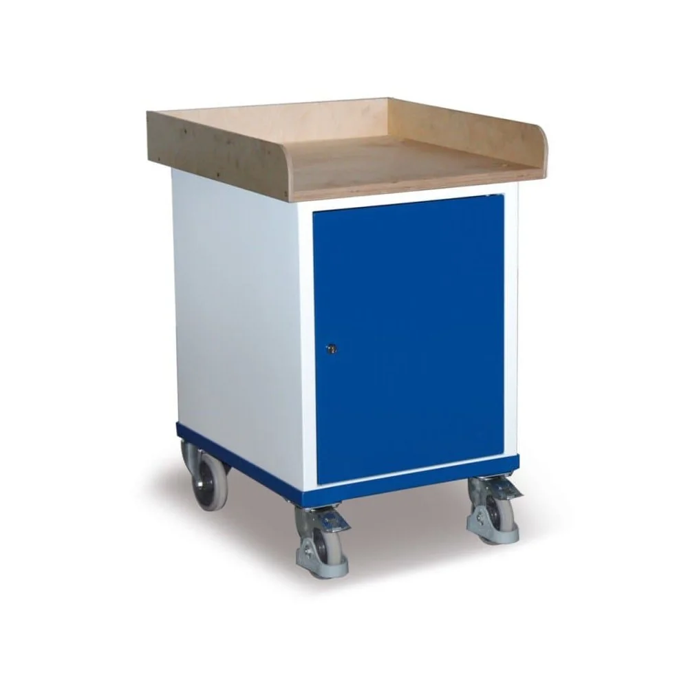Rollbarer Flügeltürenschrank aus Stahlblech mit Ladefläche