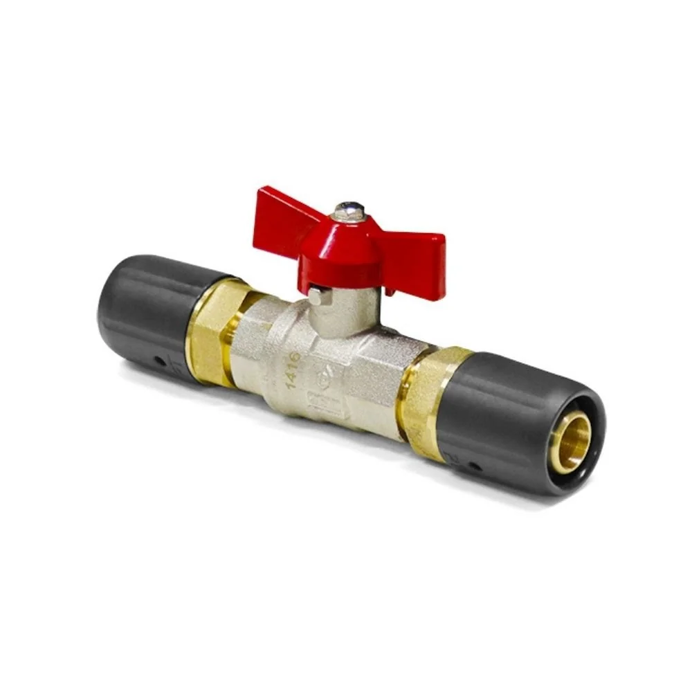 "Steckfitting Kugelhahn für Heizung (kein DVGW) 20 x 2 auf 20 x 2 rot image"