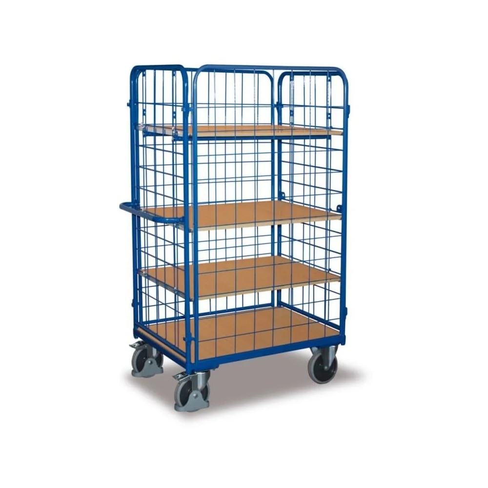 Vierwandwagen hoch mit 3 Böden, EasySTOP, 500 kg Traglast