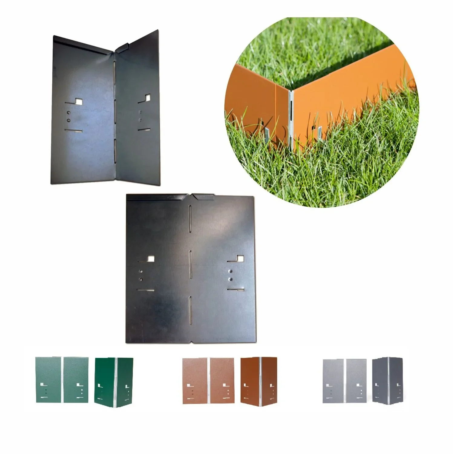 Alu/Zink Ecke für Rasenkanten Metall 13.5cm  | Rasenkanten | Beeteinfassung | Beetumrandung | Beetbegrenzungen, Color-GS: grau