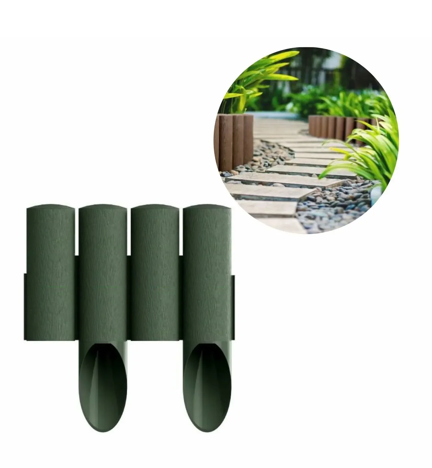 "Gartenpallisade aus Kunststoff grun 23cm x 25.5 cm | Rasenkanten | Beeteinfassung | Beetumrandung | Beetbegrenzungen image"