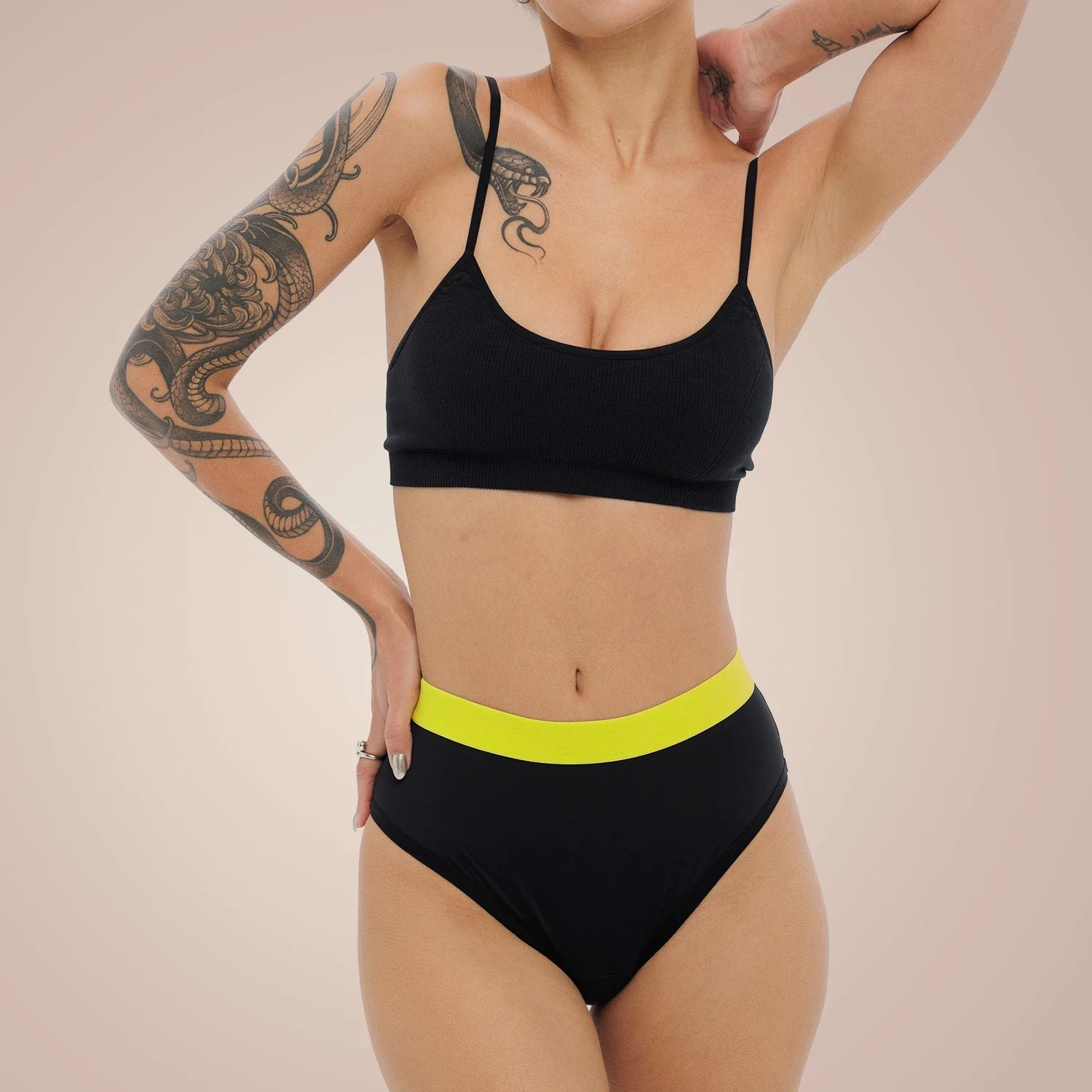 Weekiss High Waist Lemon Periodenunterwäsche, Menstruationsunterwäsche, Periodenslip, Größe: XXL (44); Mengen-Rabatte: ohne; Farbe Weekiss: Schwarz