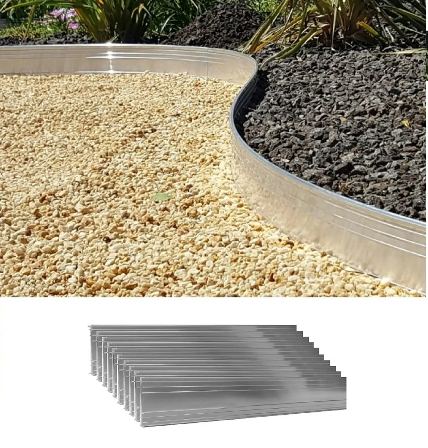 "10er Set Ultra Starke Alu Rasenkanten 14cm x 1m (10m lang) | Beeteinfassung | Beetumrandung | Beetbegrenzungen, Color-GS: ohne Farbe image"
