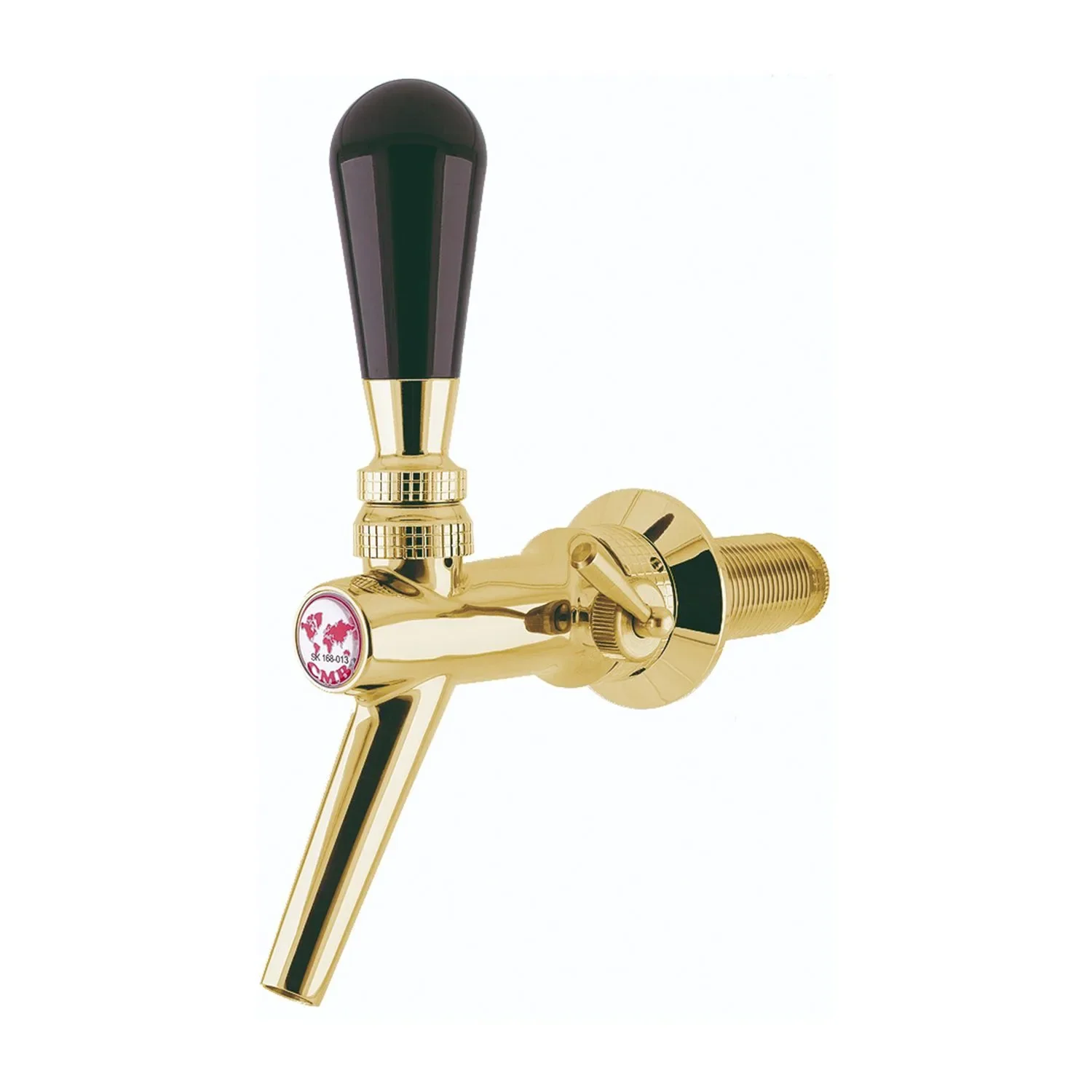 "Zapfhahn, Kompensatorhahn, Bierzapfhahn, Schankhahn aus Chromnickelstahl, Modell - V10, Gold, Gewindelänge: 55 mm image"