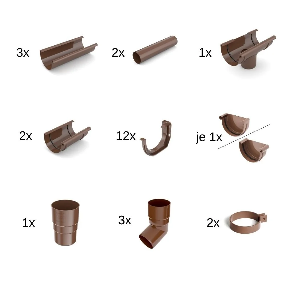 "Regenrinne braun Set, 6m Komplettset System 75 image"