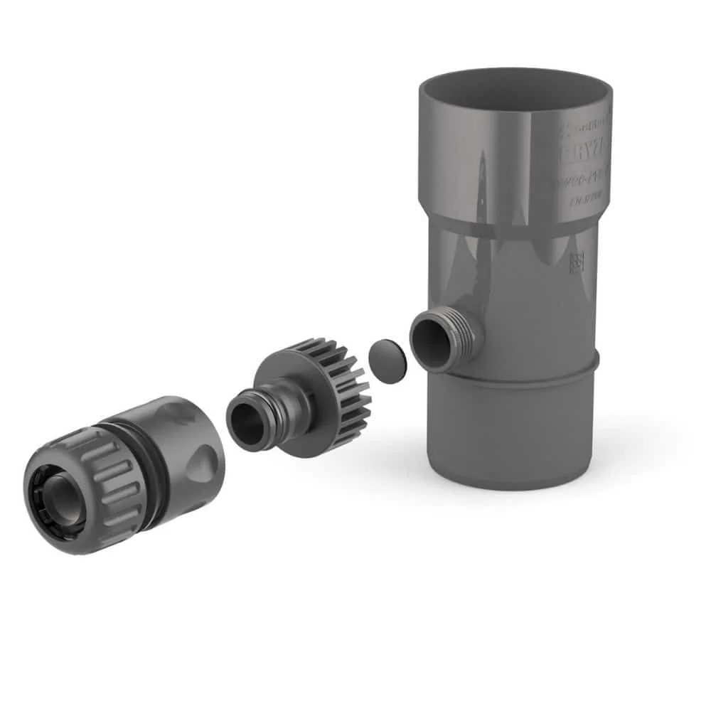 Regensammler 90mm Fallrohr graphit mit Anschluss-Set