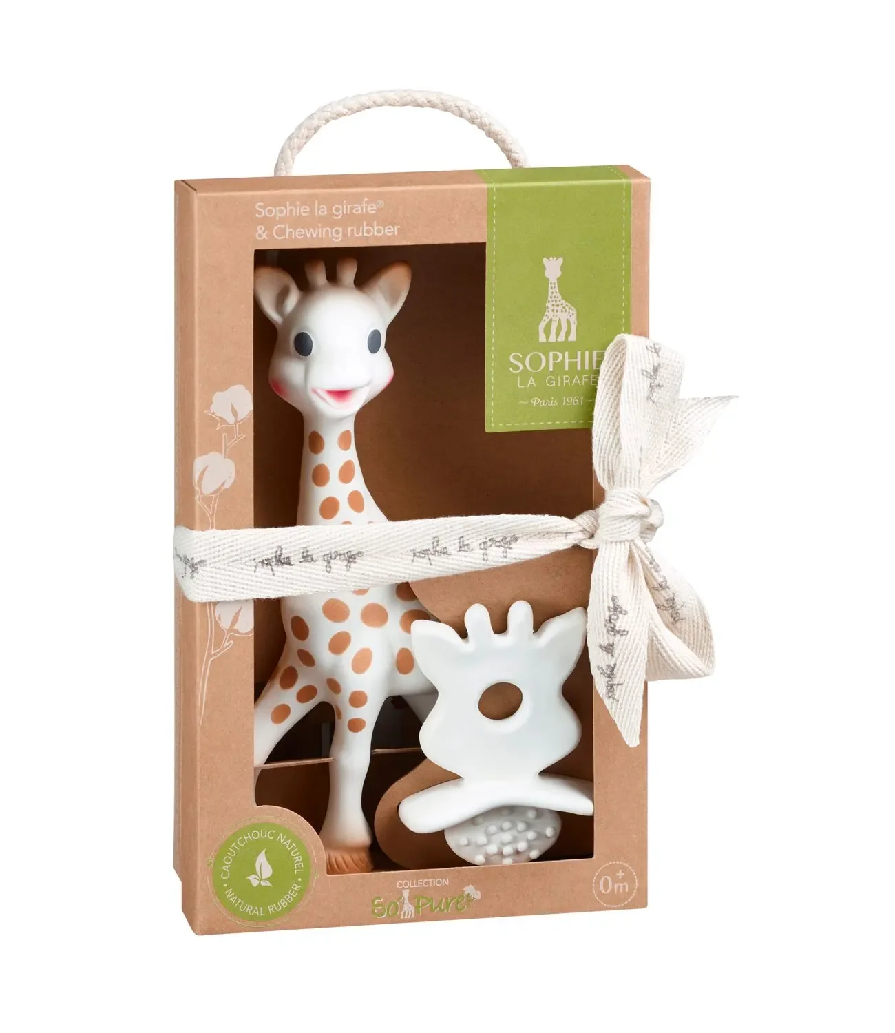 "Sophie la girafe Beißring, Ringrassel - So'Pure, mit 1 Zahnungshilfe, Naturkautschuk image"