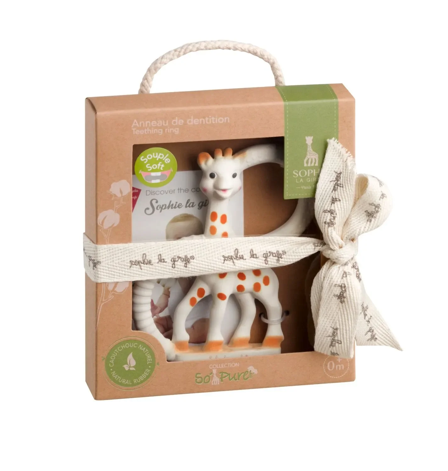 "Sophie la girafe Beißring, Ringrassel - So'Pure, Version sehr Weich, Naturkautschuk image"