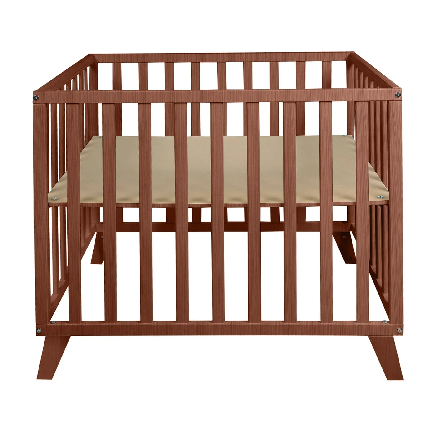 "Quax Laufstall Alix | Höhenverstellbarer Laufgitter aus Massivholz | Sicherer & stilvoller Spielbereich für Babys - WALNUSS image"