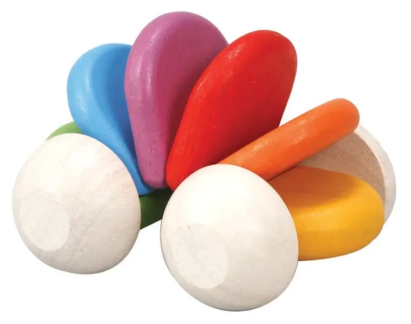 Plan Toys - Babyauto bunt, Gummibaumholz