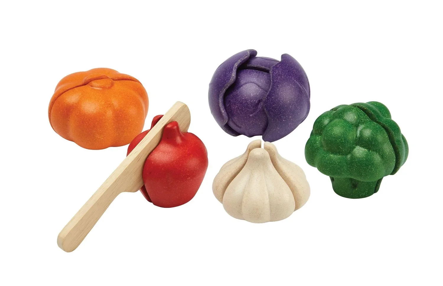 "Plan Toys - Gemüse 5-farbiges Set, Gummibaumholz image"