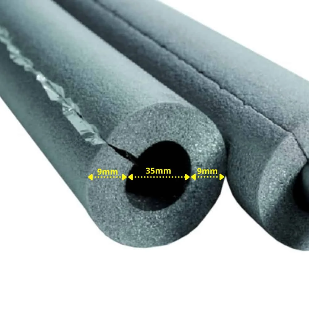 Rohrisolierung selbstklebend, 2x1m Isolierschlauch Ø 35 mm, 9 mm Dämmung Heizung