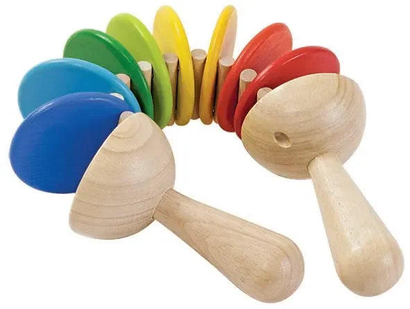"Plan Toys - Rassel - Klapper, Gummibaumholz image"
