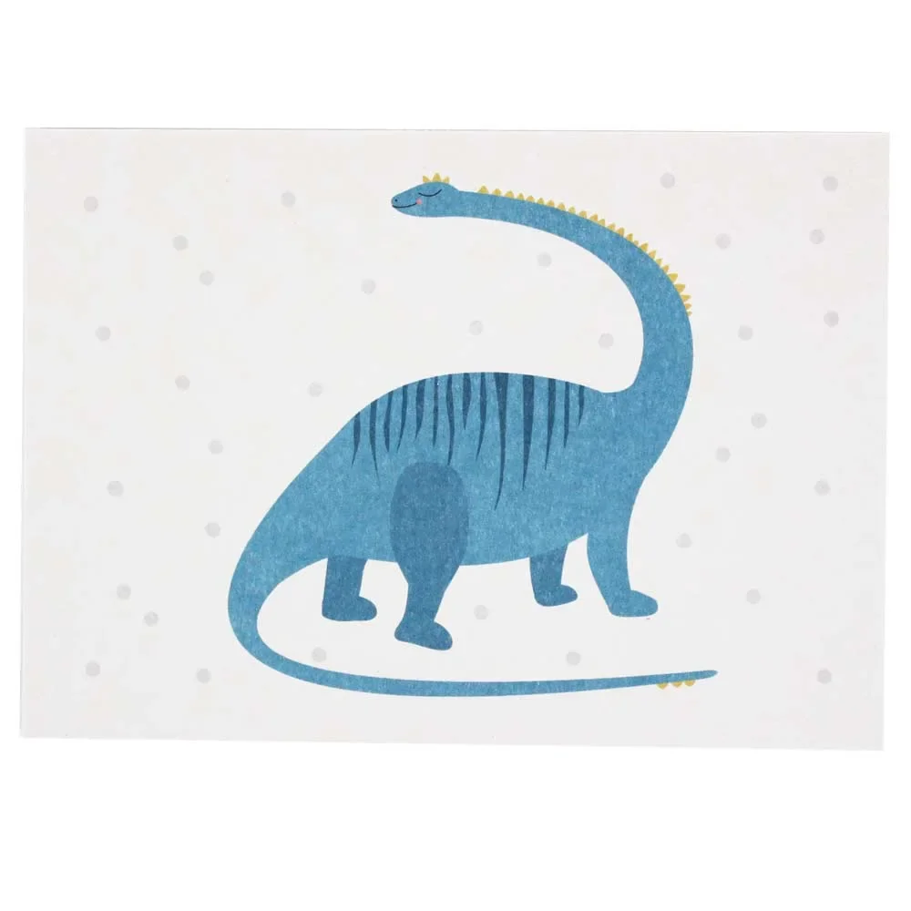 "Ava & Yves Postkarte Dino blau image"