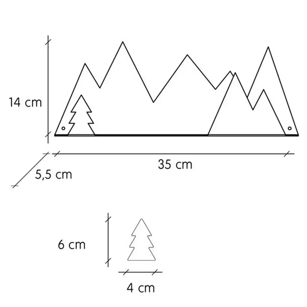 Wandregal Berge schwarz