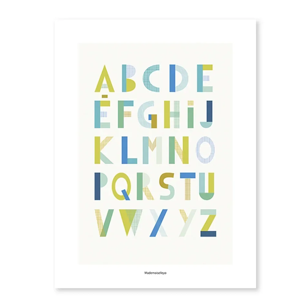 Lilipinso Poster graphische Buchstaben blau