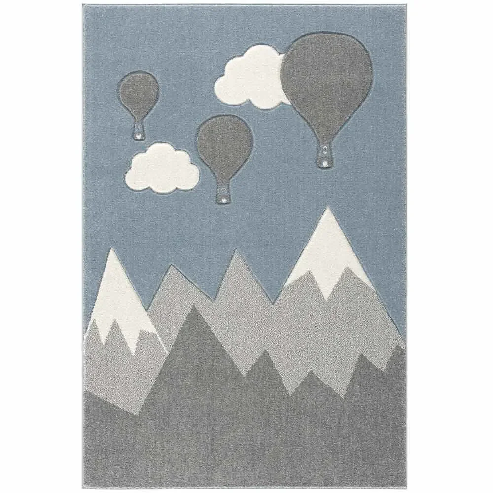 "Scandic Living Kinderteppich Berge & Ballon silbergrau image"