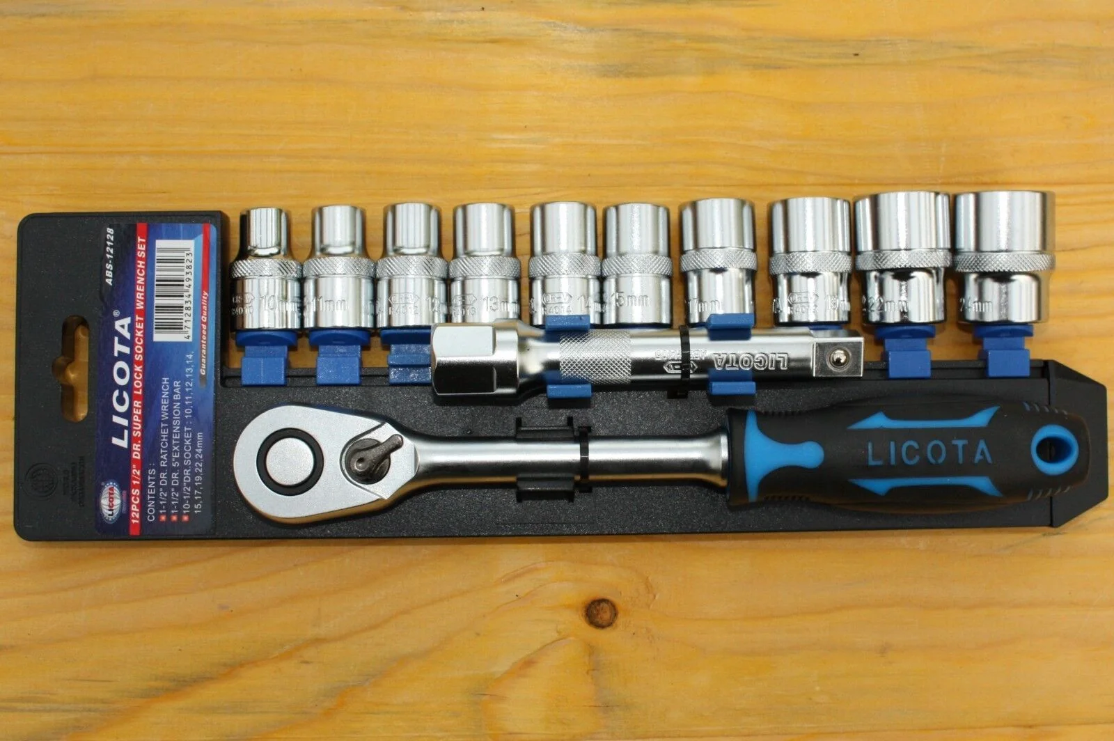 "Stecknuss Satz, Nusskasten 1/2 Zoll, 12-teilig, SW 10-24 mm, Knarre 60 Zähne image"