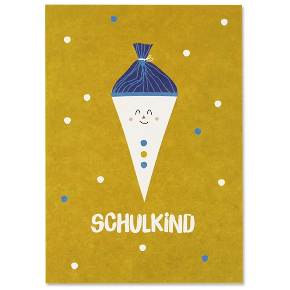 "Ava & Yves Postkarte Schultüte gelb image"