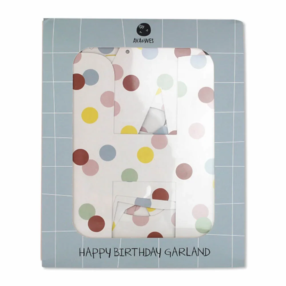 "Ava & Yves Girlande "Happy Birthday" Punkte pastell image"