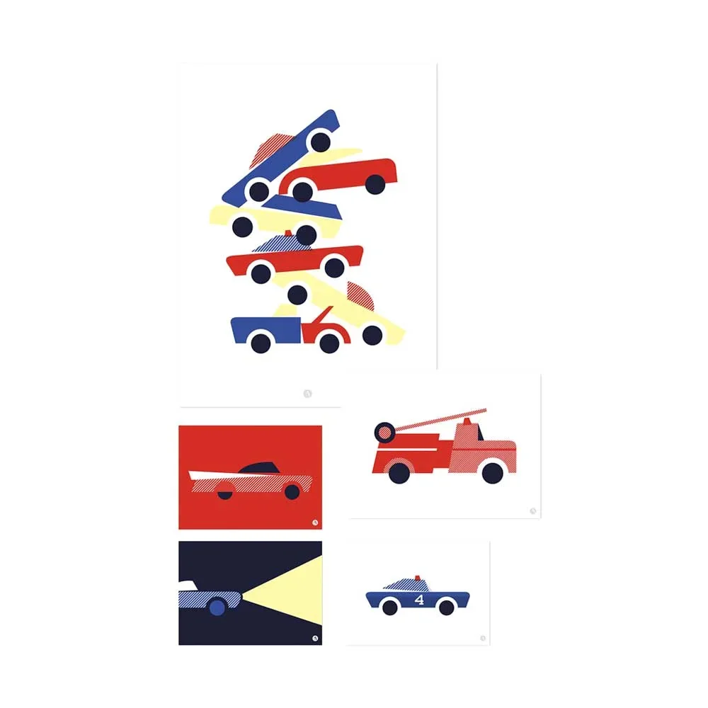 "Lilipinso Poster-Set Fahrzeuge rot blau gelb image"
