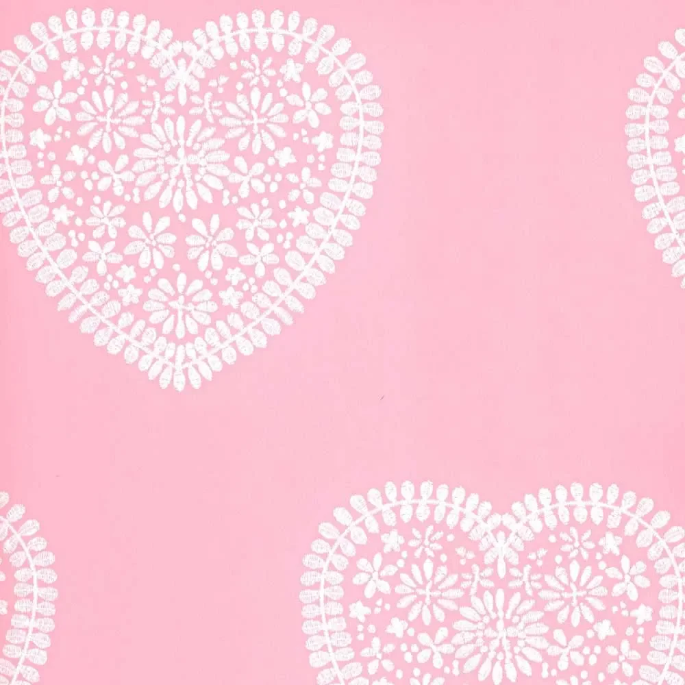 "Harlequin all about me Tapete rosa Herzen weiß image"
