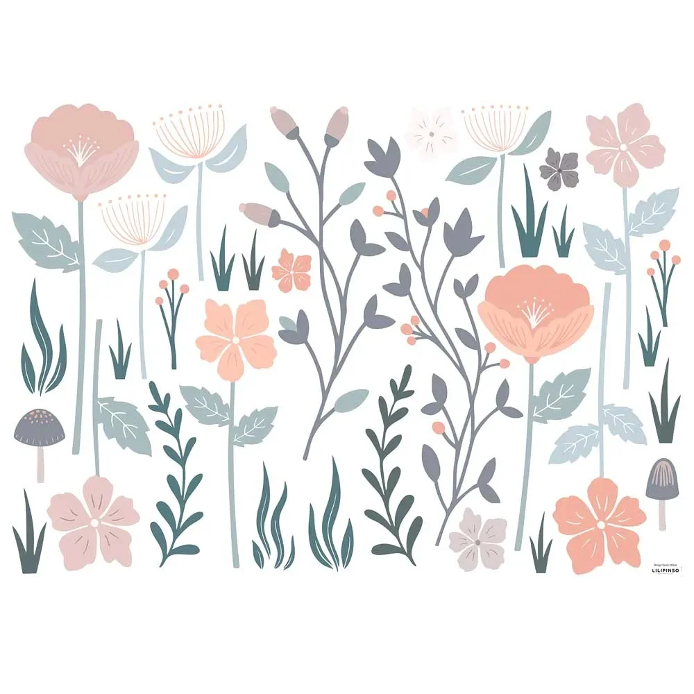 "Lilipinso Wandsticker L Stielblüten rosa taupe grau image"