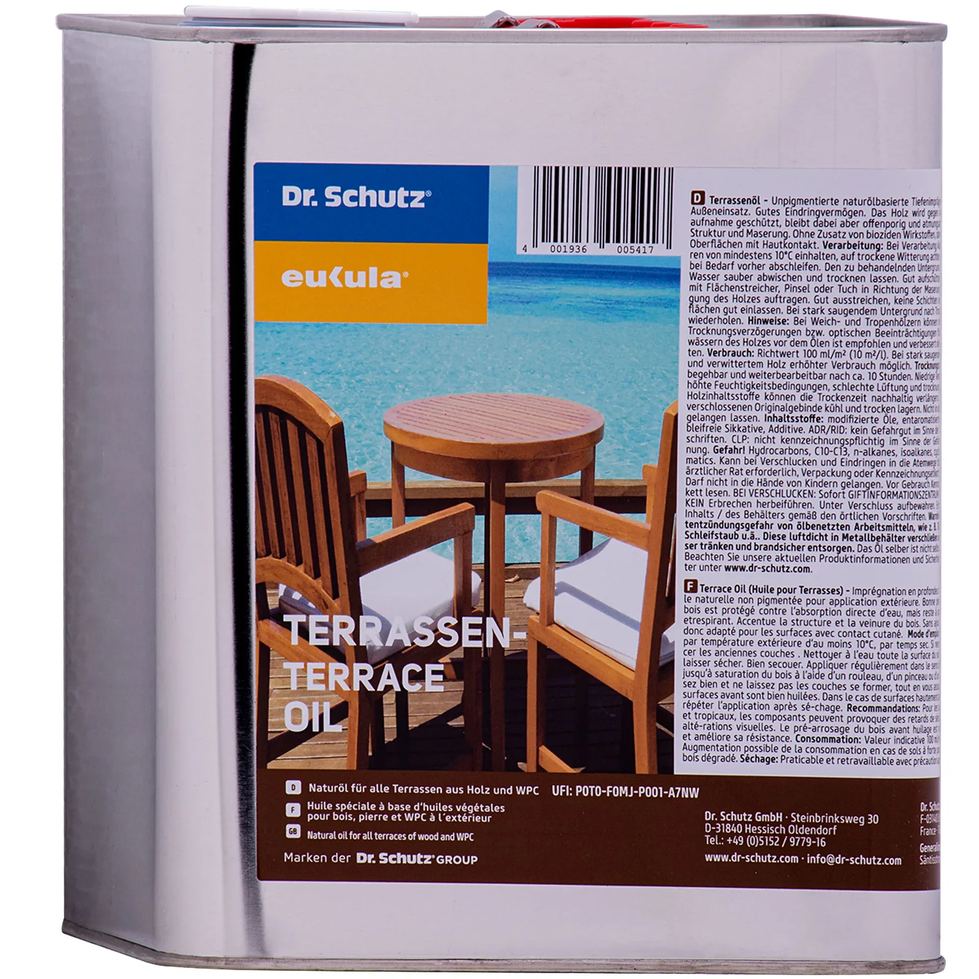 DR. SCHUTZ Terrassen Öl 2,5 Liter Naturöl für alle Terrassen aus Holz und WPC