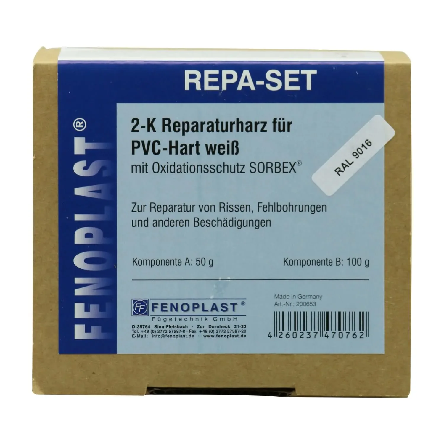 FENOPLAST Reparatur SET RAL 9016 für Kunststofffenster verkehrsweiß 2K Reparatur