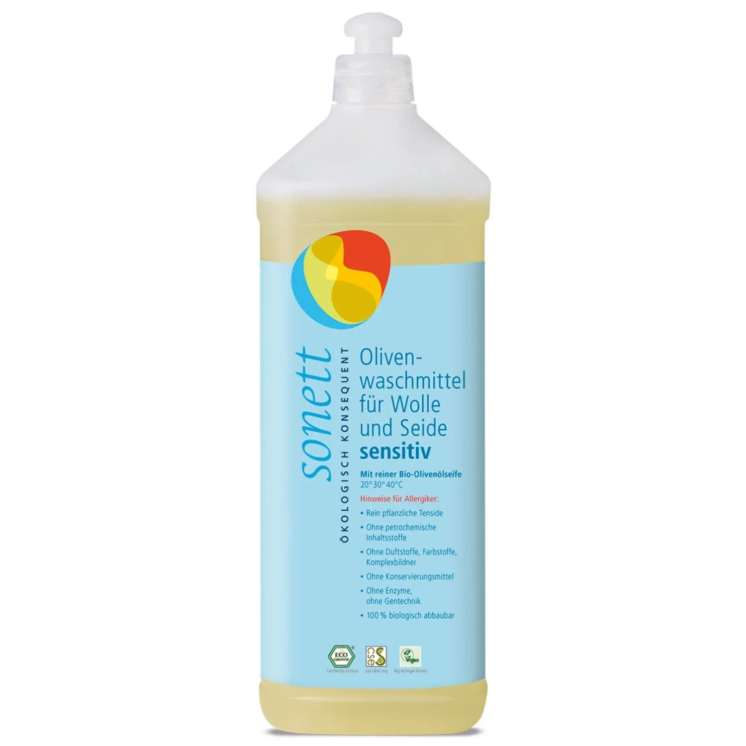 "SONETT Waschmittel flüssig Olive 1 Liter SENSITIV für Wolle & Seide image"