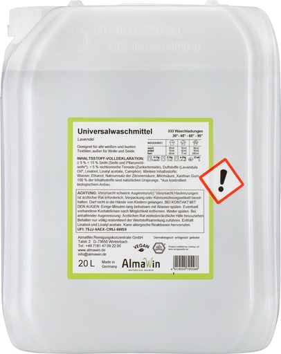 "ALMAWIN Waschmittel flüssig 20 Liter image"
