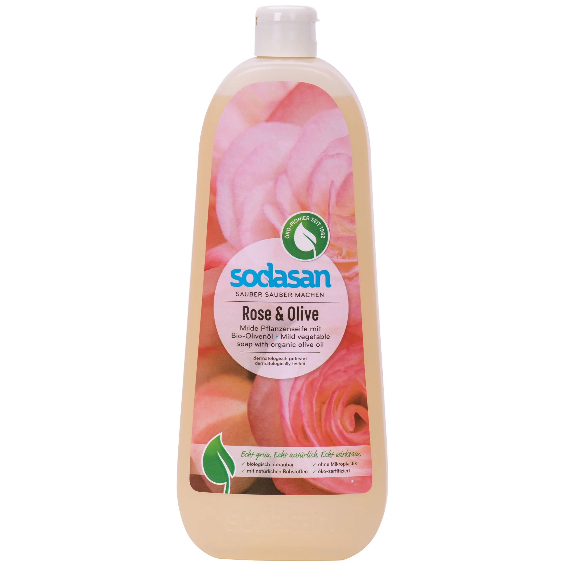 "SODASAN Flüssigseife Liquid Rose-Olive 1 Liter Pflanzenseife image"