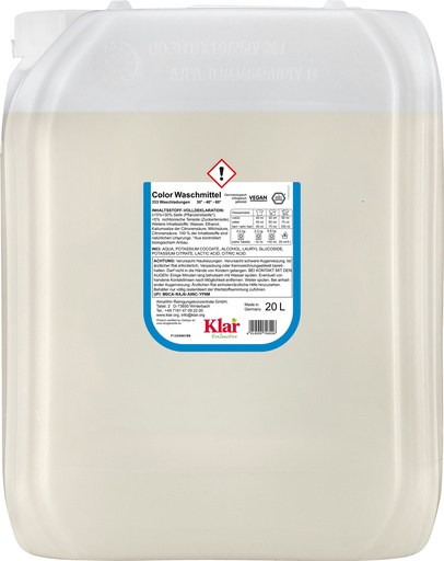 "KLAR Color Waschmittel flüssig 20 Liter ohne Duft image"