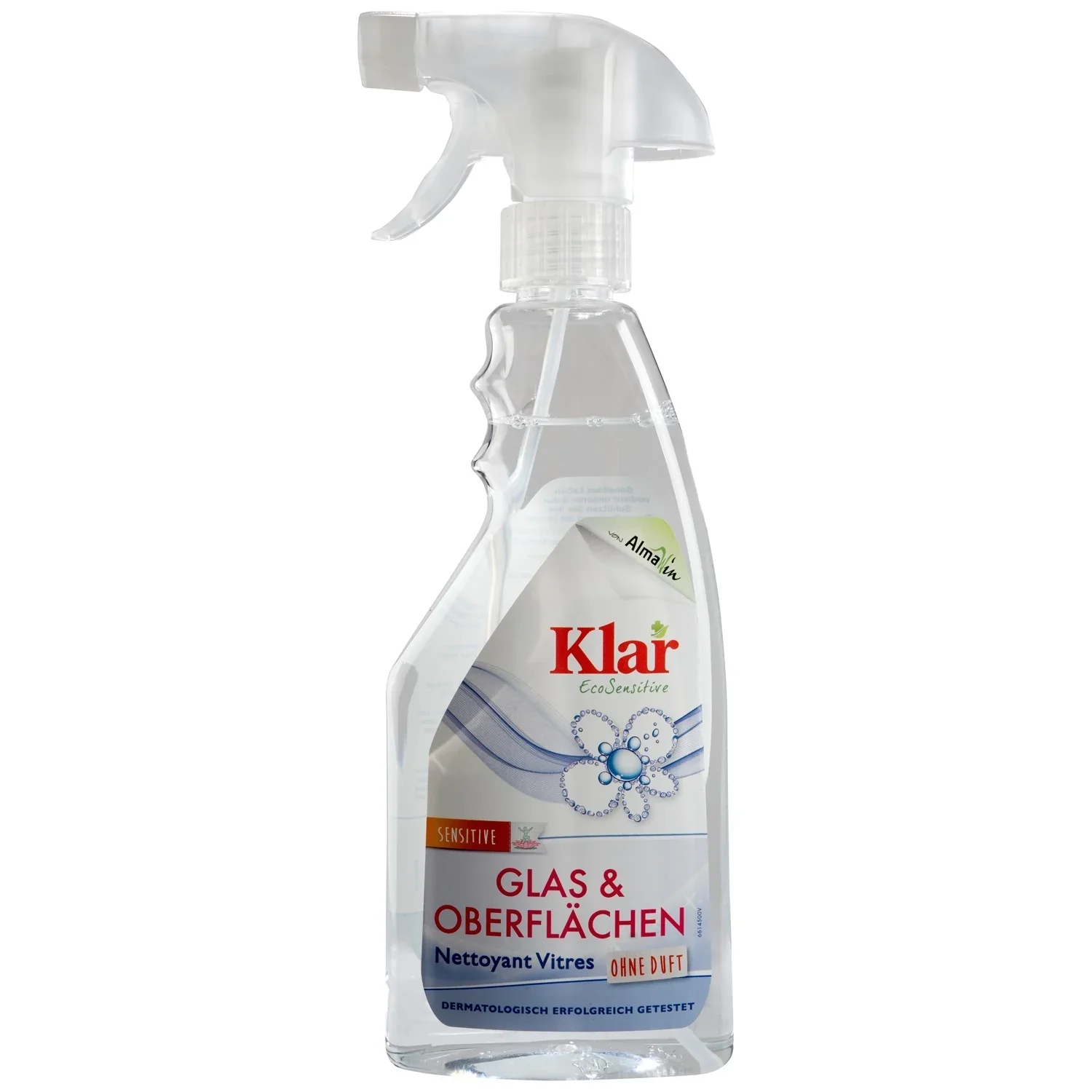 "KLAR Glas- und Oberflächenreiniger 6 x 500 ml ohne Duft mit Schaumsprayer image"