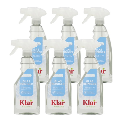 "KLAR Glas- und Oberflächenreiniger 6 x 500 ml ohne Duft mit Schaumsprayer image"