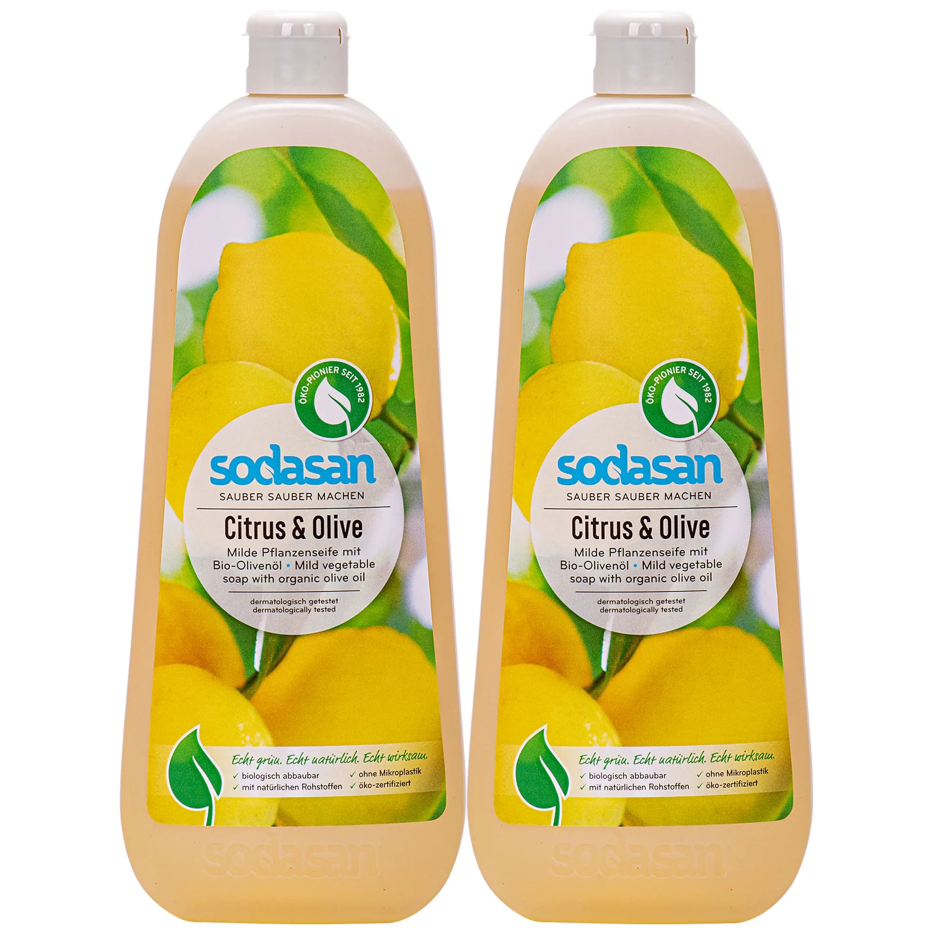 "SODASAN Flüssigseife Liquid Citrus-Olive 2 x 1 Liter image"