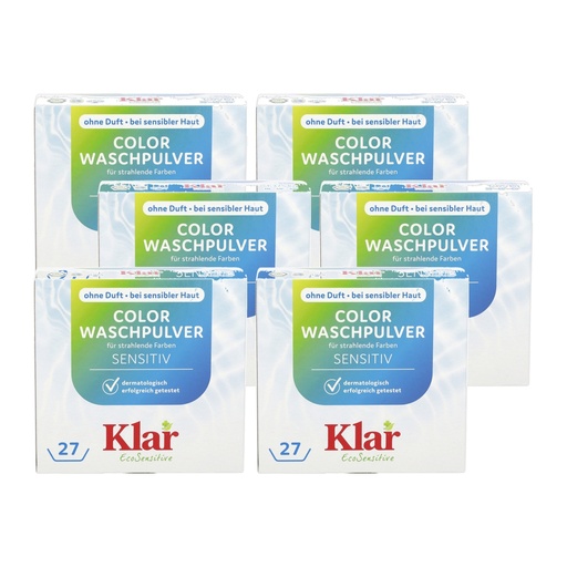 "KLAR Color Waschmittelpulver ohne Duft 6 x 1,375 kg image"