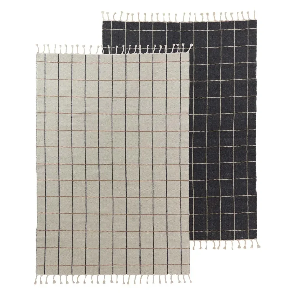"OYOY Kinderteppich Grid anthrazit/creme image"