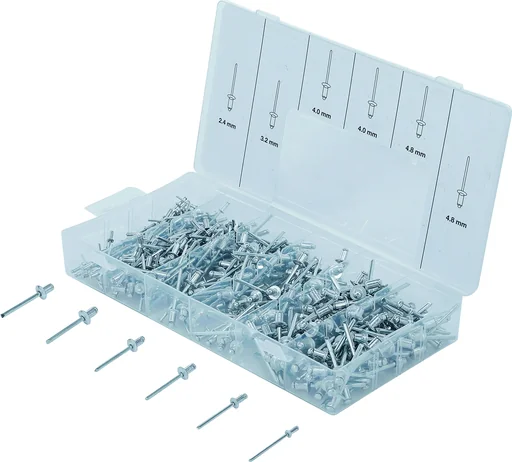 Blindnieten-Sortiment Aluminium 2,4 bis 4,8 mm
