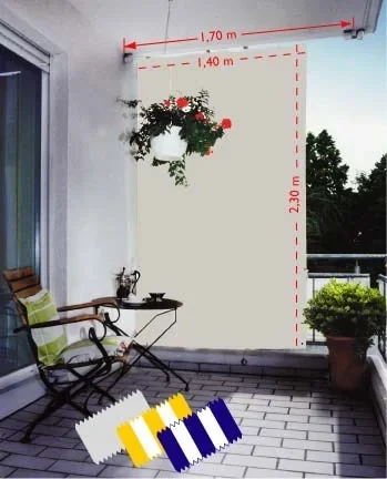 "Senkrecht-Sonnensegel, hellgrau, 230 x 140 cm image"