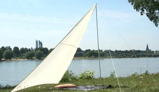 "Dreieck-Sonnensegel für Camping mit Stangen sand 300 x 300 x 250cm image"