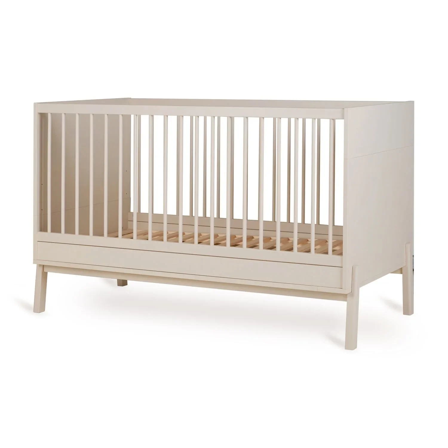 Quax Ashi Babybett 140x70 cm – Mitwachsendes Gitterbett mit Umbau zum Juniorbett | Höhenverstellbares Kinderbett aus Massivholz, Farbe: Ton