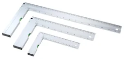 3-piece set of try squares with spirit levels