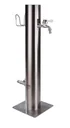 Wasserzapfsäule, inklusive Schlauchhalter + 2 Auslaufhähne, Edelstahl