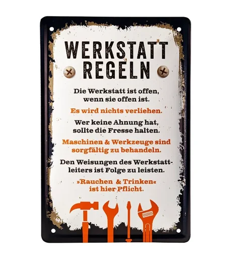 "Blechschild "Werkstatt-Regeln" image"