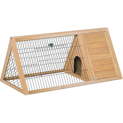 "3-eckig Kleintierstall mit Freigehege Auslauf Outdoor Gelb 116 x 62,2 x 52,5 cm image"
