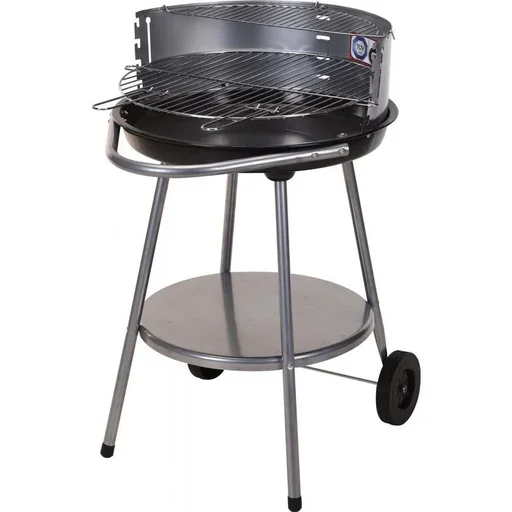 BBQ Holzkohlegrill Ø 51,5 cm Edelstahl Schwarz auf Rädern